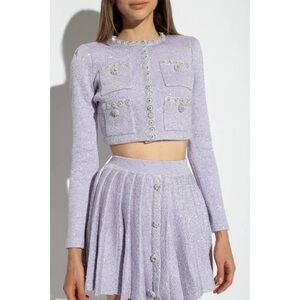 Self-Portrait Lilac Sequin Knit Cardigan Size S In perfect condition.